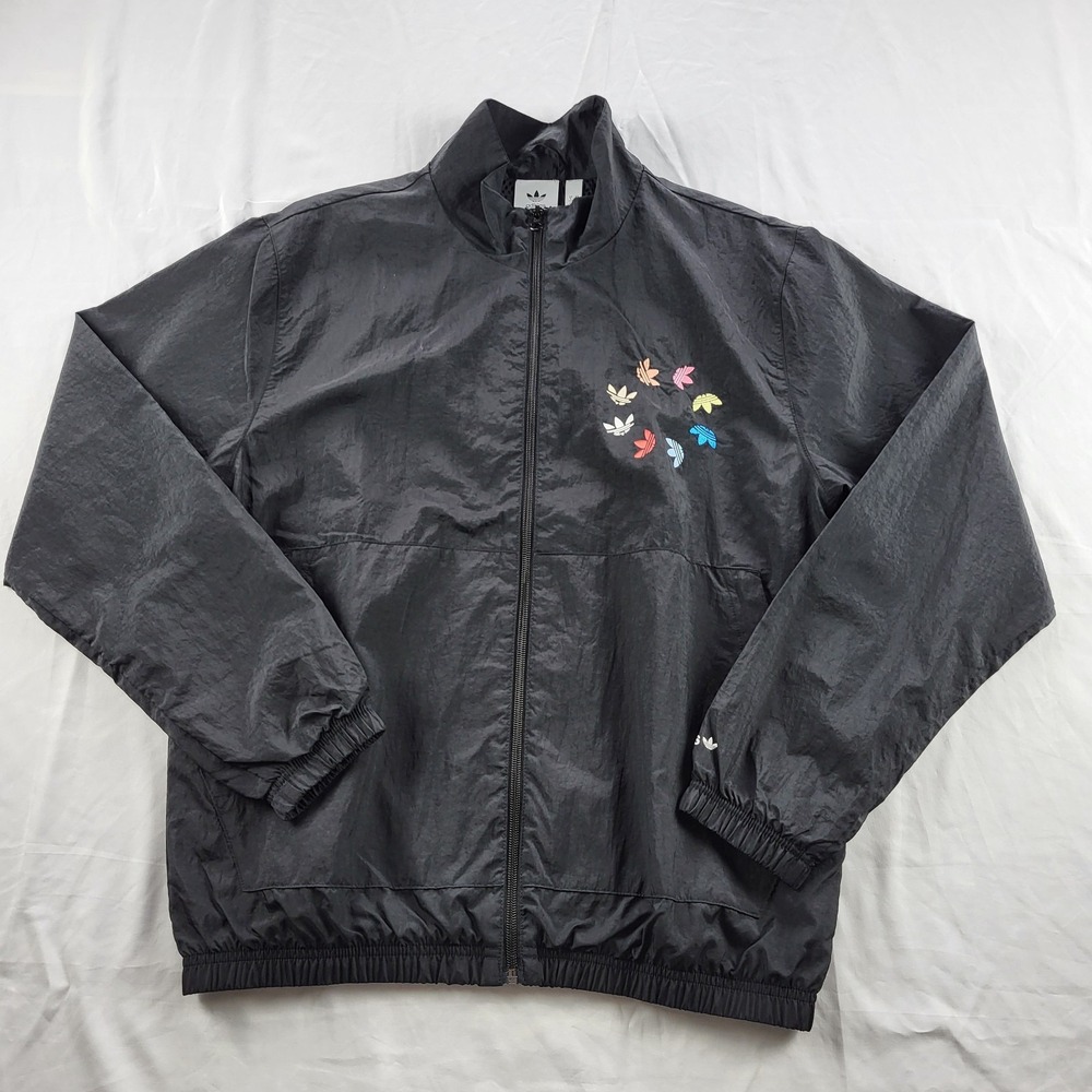 Adidas Shattered Trefoil Track Jacket Mens Small Black Multicolor Logo NEW NWT